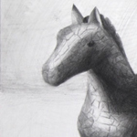 Glass Horse Pencil Observation Drawing
