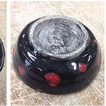 Black Soup Bowl with red dots 