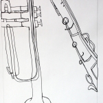 Musical Instrument Contour Drawing