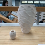 bisque fired 3D printed porcelain vases 