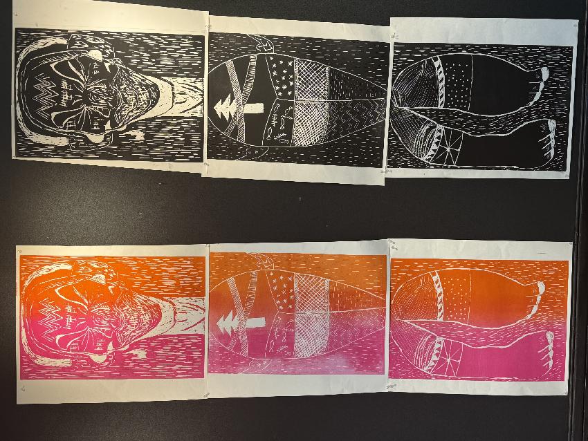 Exquisite corpse relief painting