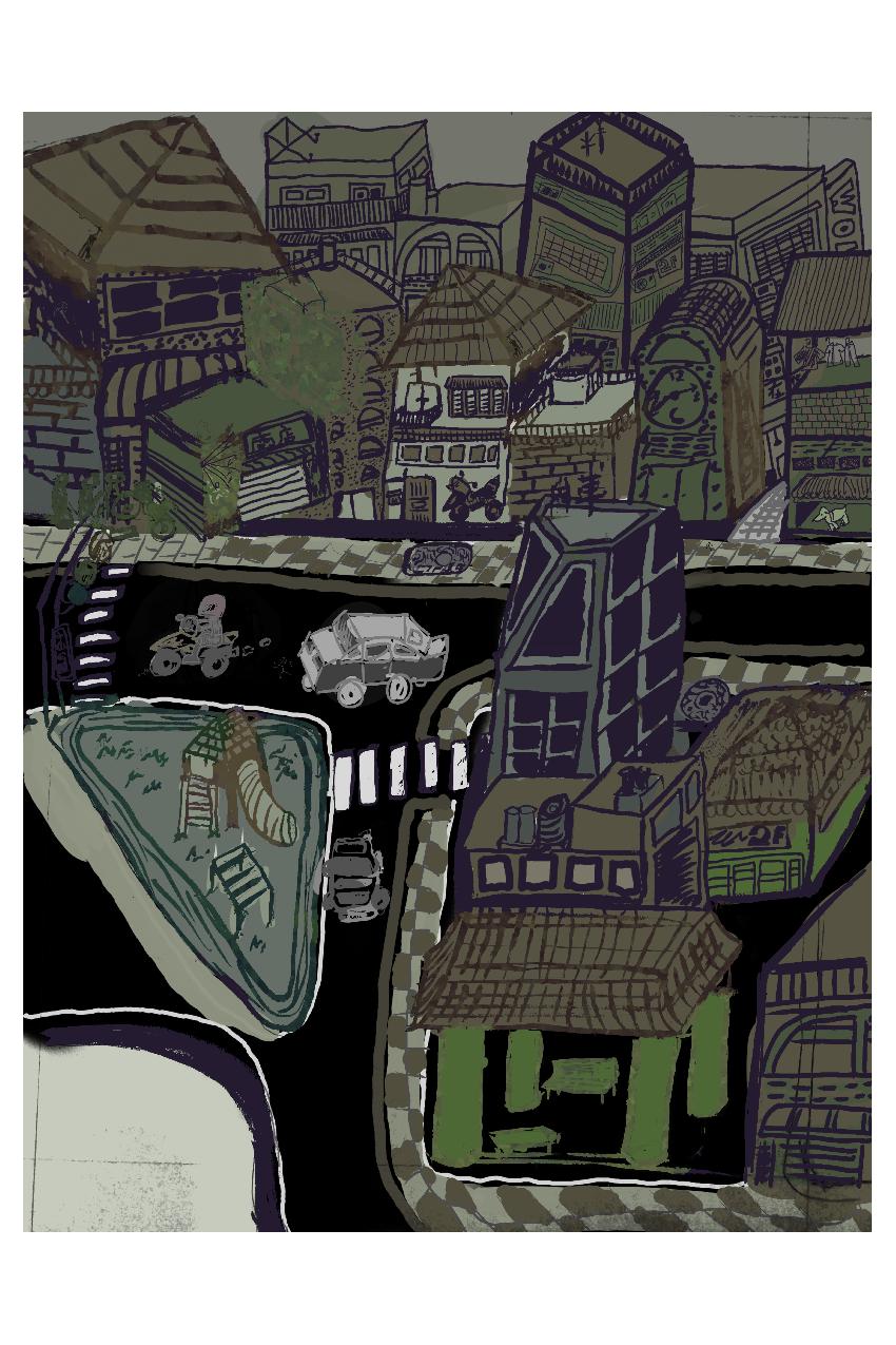 David Huang drawing city